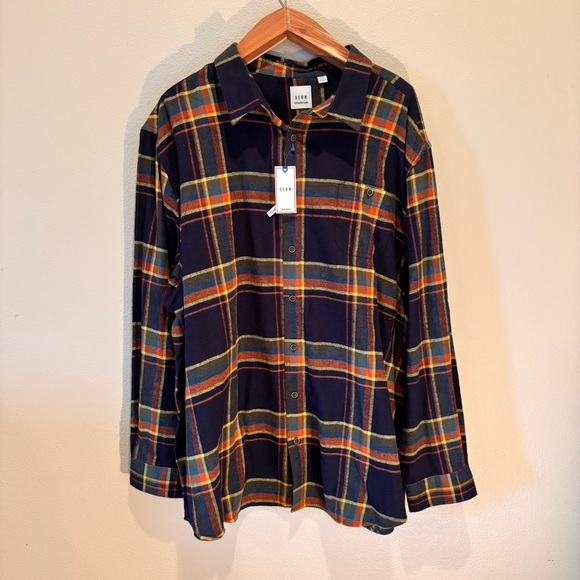 NWT Rowm Big&Tall Nomad Collection Long Sleeve Flannel Button Down Shirt,size4XB - Picture 2 of 12